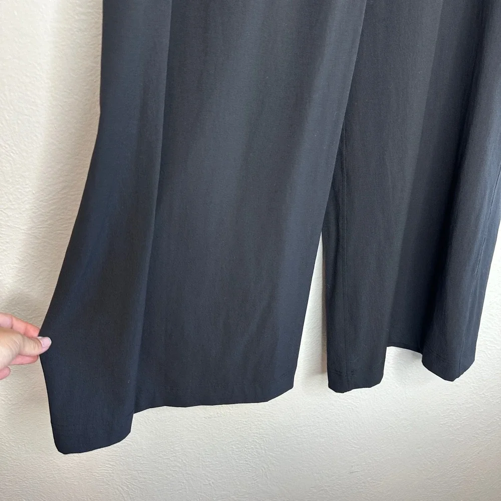 Lululemon Stretch Woven Ruffle-Waist Wide-Leg Cropped Pants Black LW6CWBS Size L